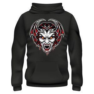 Bloody Vampire Graphic Hoodie  Black– Unleash Your Inner Creature of the Night