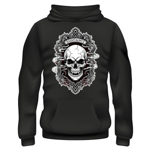 Halloween Skull Graphic Hoodie Black – Command the Night in Spine-Chilling Style